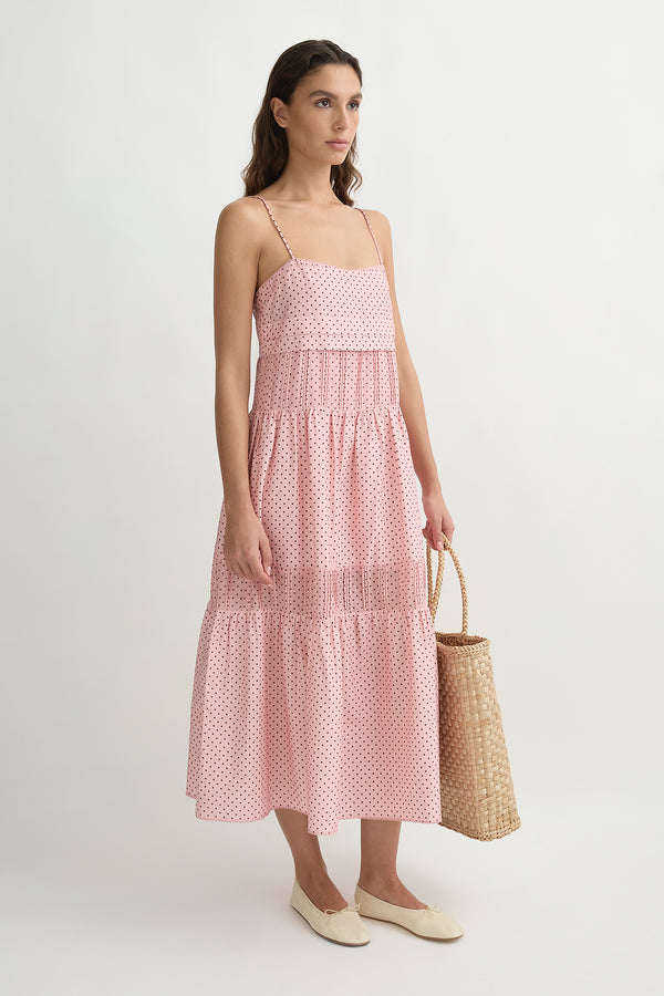 PEARL DRESS - BERRY CHOC POLKA DOT