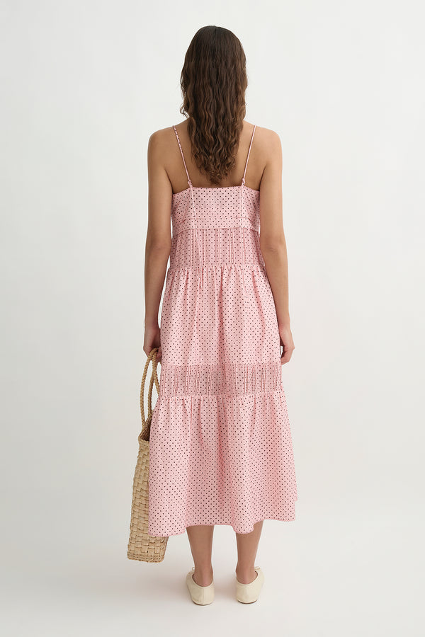 PEARL DRESS - BERRY CHOC POLKA DOT