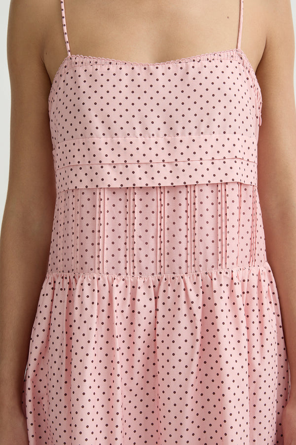 PEARL DRESS - BERRY CHOC POLKA DOT