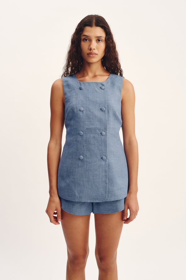 THEA VEST - STEEL BLUE