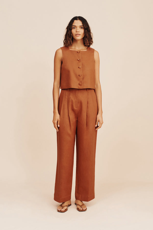 NANCY TROUSER - CHESTNUT