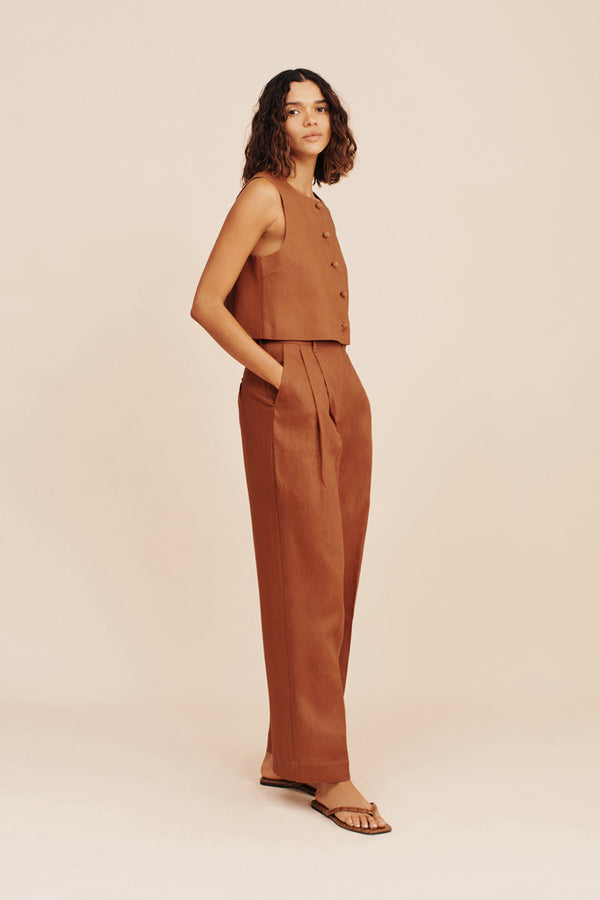 NANCY TROUSER - CHESTNUT