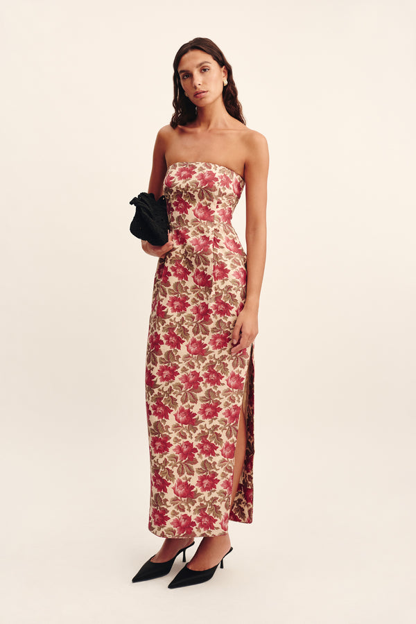 ROSALIE STRAPLESS DRESS - ROSE BUD