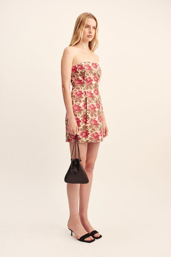 ROSALIE STRAPLESS MINI DRESS - ROSE BUD