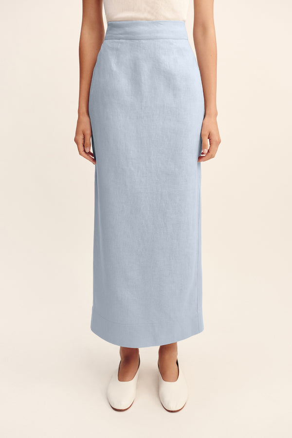 EMMA PENCIL SKIRT - SILVER BLUE