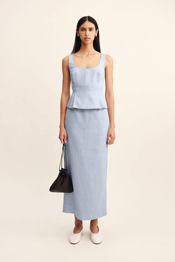 EMMA PENCIL SKIRT - SILVER BLUE