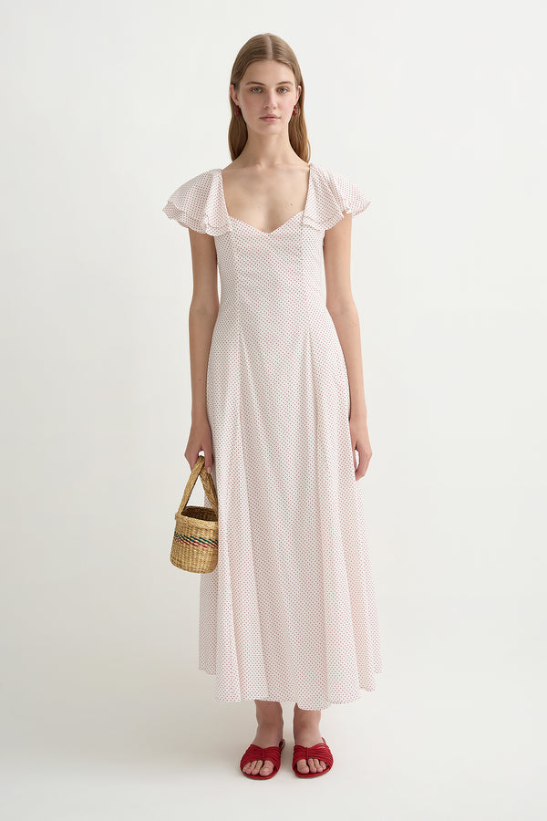 MARLOWE SUNDRESS - CREAM & RED POLKA DOT