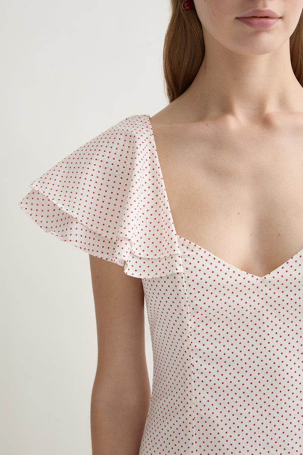 MARLOWE SUNDRESS - CREAM & RED POLKA DOT