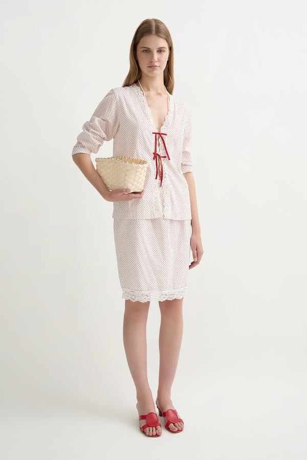 MARLOWE BLOUSE - CREAM & RED POLKA DOT