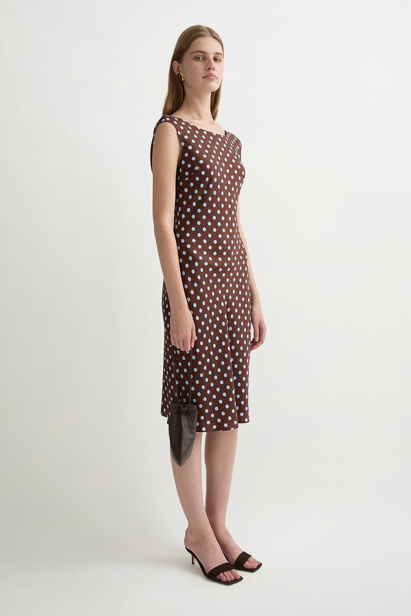 LEO DRESS - CHOCOLATE POLKA DOT