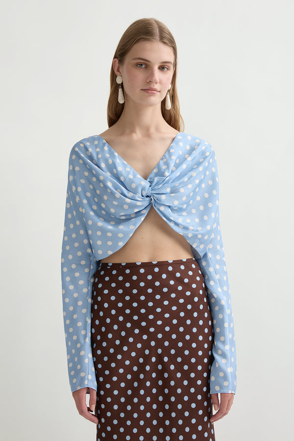 TILLIE TOP - BLUE POLKA DOT