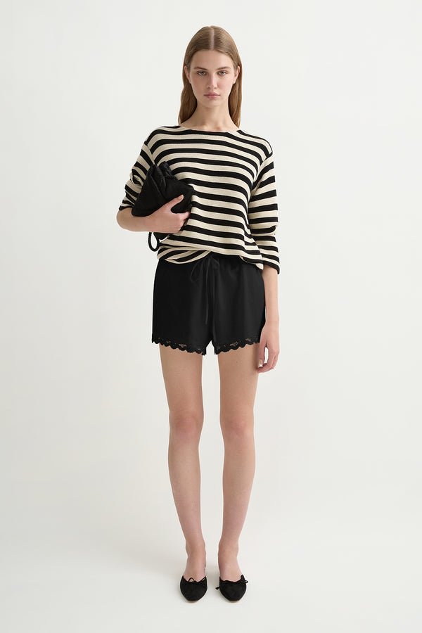 MILES TOP - CREAM & BLACK