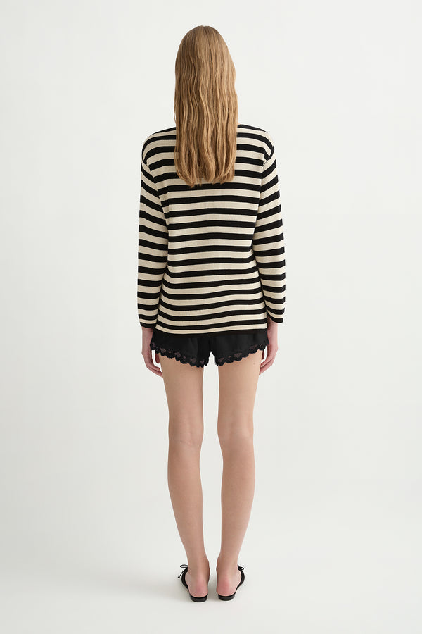 MILES TOP - CREAM & BLACK