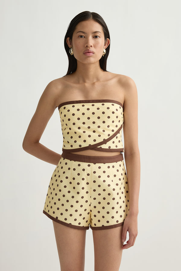 BOWIE STRAPLESS TOP - VANILLA/CHOC