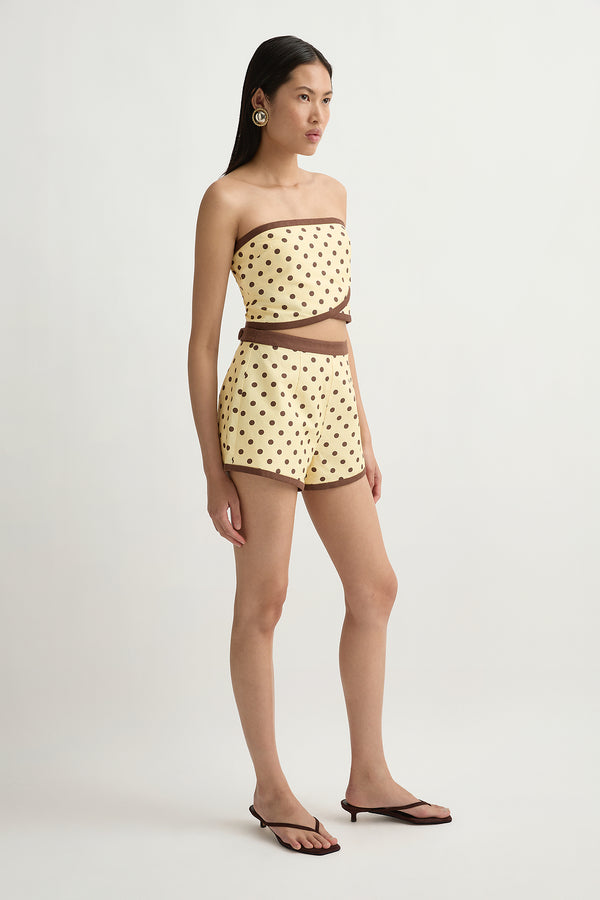 BOWIE STRAPLESS TOP - VANILLA/CHOC