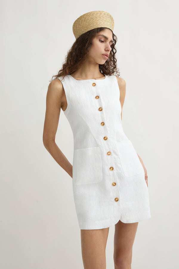 EMMA BUTTON DOWN DRESS - IVORY