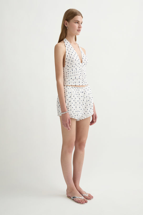 EDIE SHORT - CREAM BLUE POLKA DOT