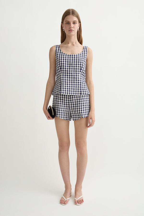 SADIE TOP - NAVY GINGHAM