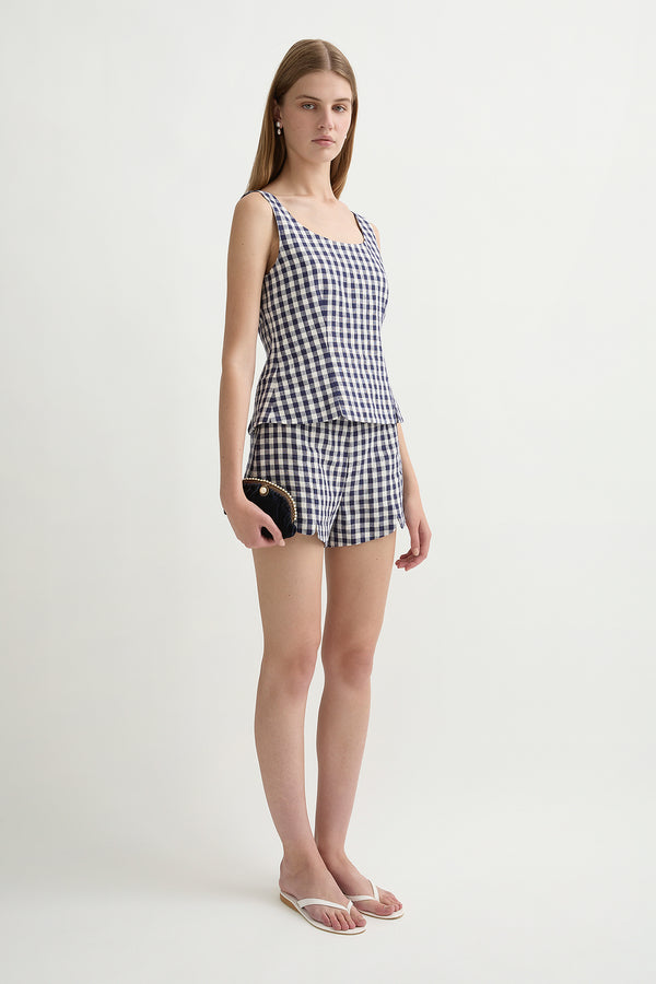 SADIE TOP - NAVY GINGHAM
