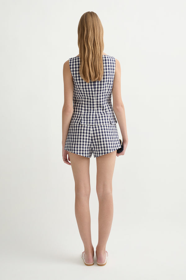 SADIE TOP - NAVY GINGHAM