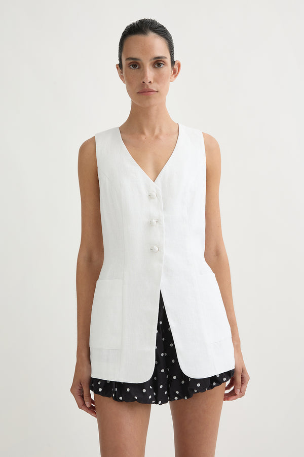 LORENZO TAILORED VEST - IVORY