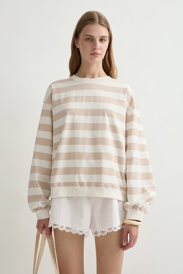 HUGO JUMPER - BEIGE IVORY STRIPE