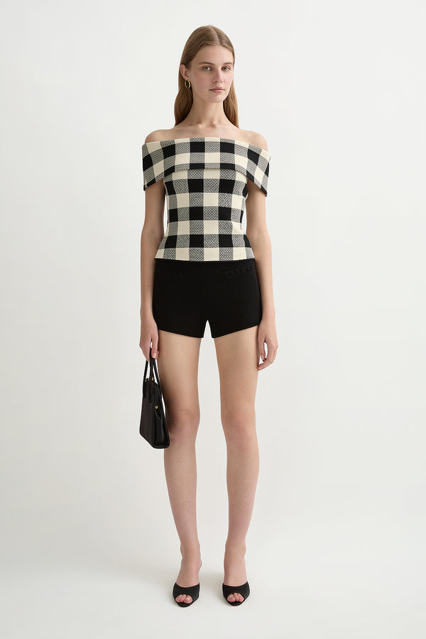 PIPPA STRAPLESS TOP - HERITAGE PLAID