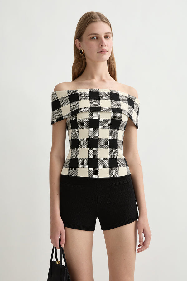 PIPPA STRAPLESS TOP - HERITAGE PLAID