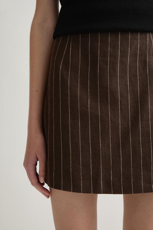 ALICE SKIRT - CHOCOLATE CREAM PINSTRIPE