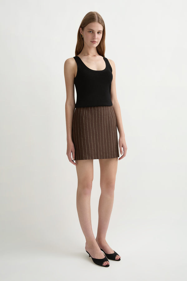 ALICE SKIRT - CHOCOLATE CREAM PINSTRIPE