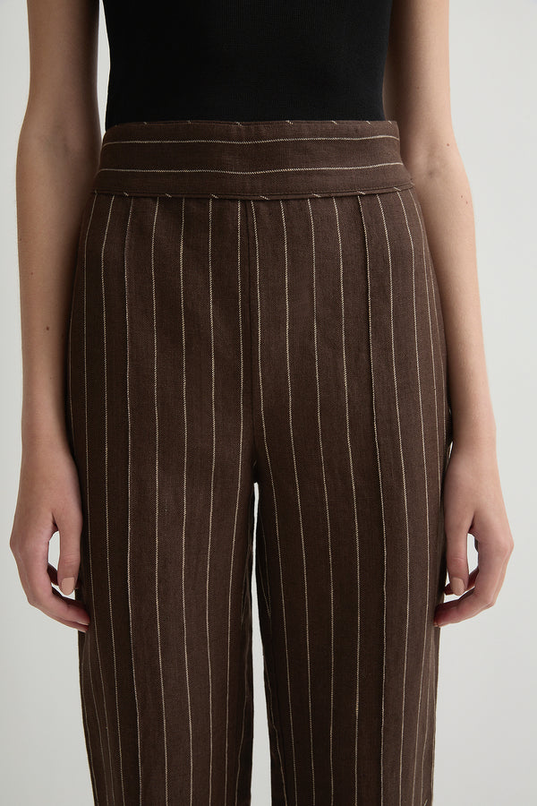 THEA TROUSER - CHOCOLATE CREAM PINSTRIPE