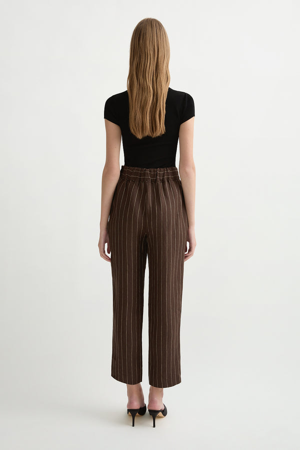 THEA TROUSER - CHOCOLATE CREAM PINSTRIPE