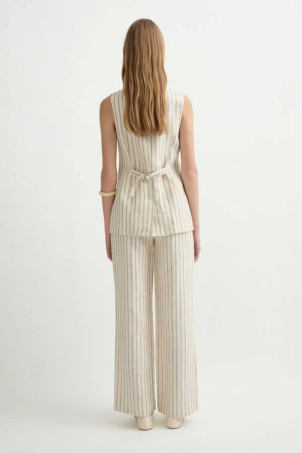 EMMA VEST - CREAM PINSTRIPE