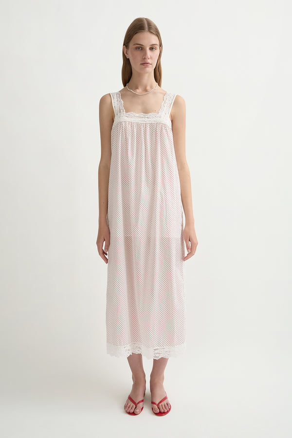 MARLOWE DRESS - CREAM & RED POLKA DOT
