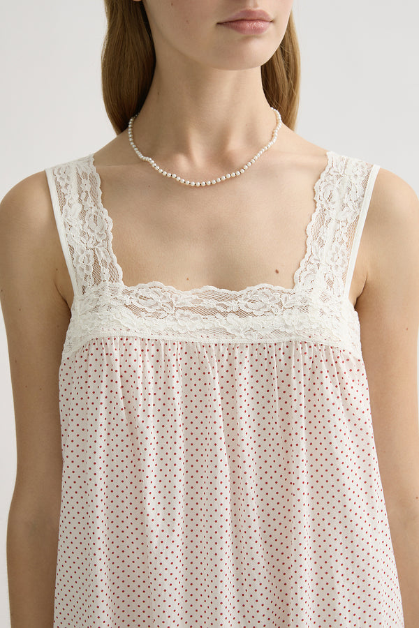 MARLOWE DRESS - CREAM & RED POLKA DOT