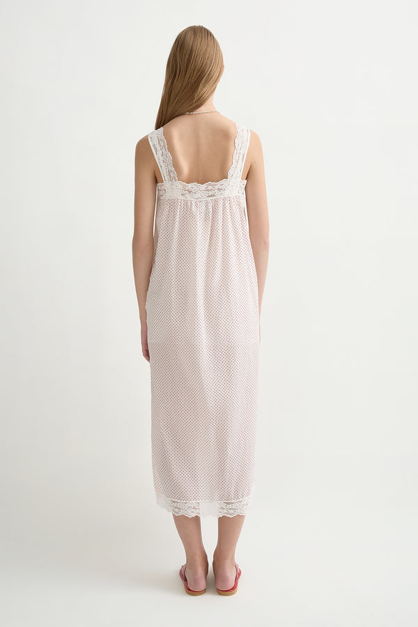 MARLOWE DRESS - CREAM & RED POLKA DOT