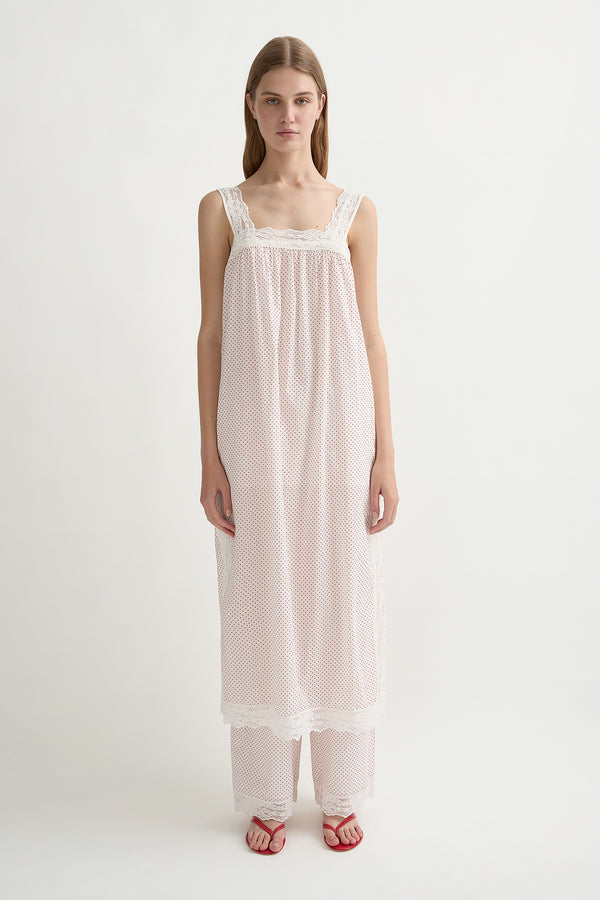 MARLOWE DRESS - CREAM & RED POLKA DOT
