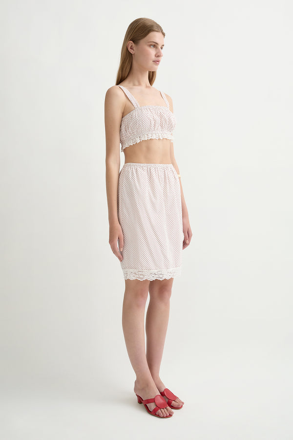 MARLOWE TOP - CREAM & RED POLKA DOT