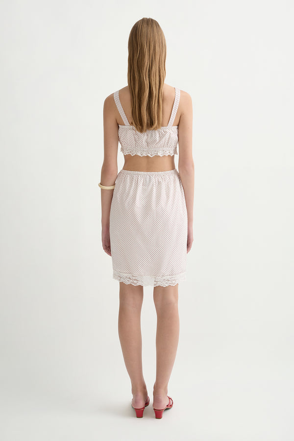 MARLOWE TOP - CREAM & RED POLKA DOT