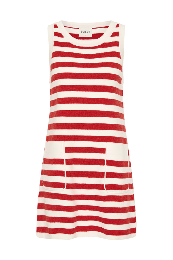ARI MINI DRESS - CORAL STRIPE