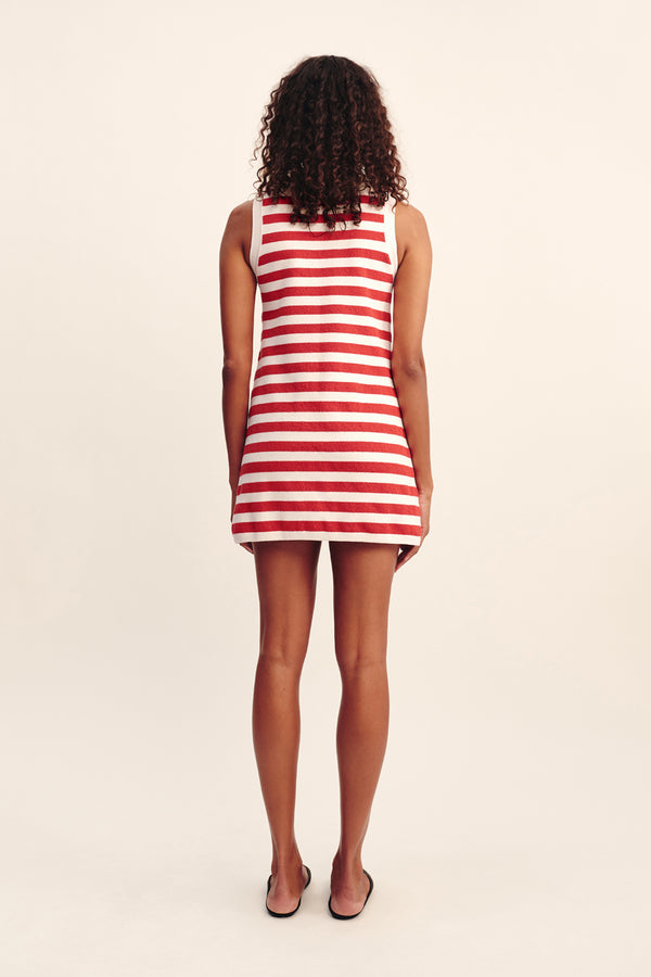 ARI MINI DRESS - CORAL STRIPE