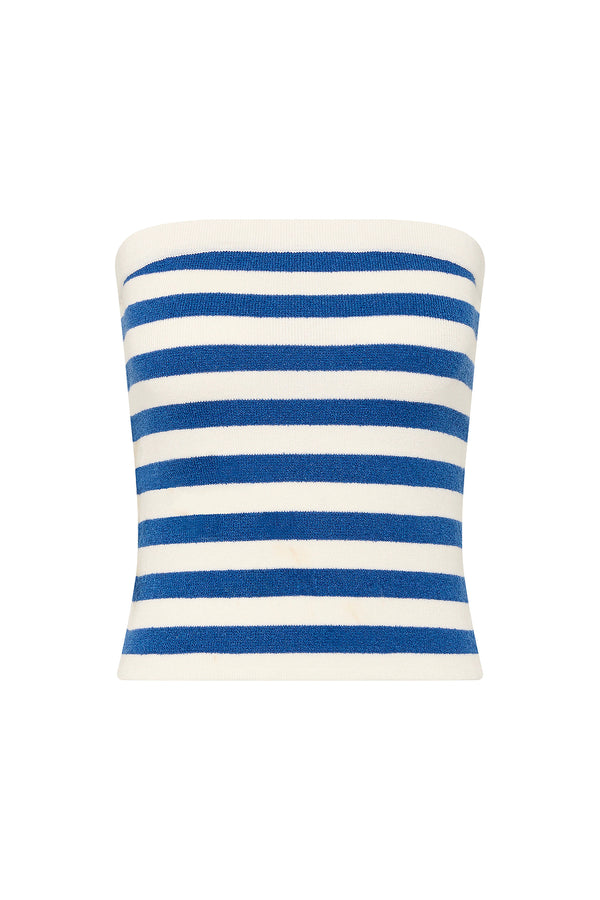 ARI STRAPLESS TOP - BLUE STRIPE