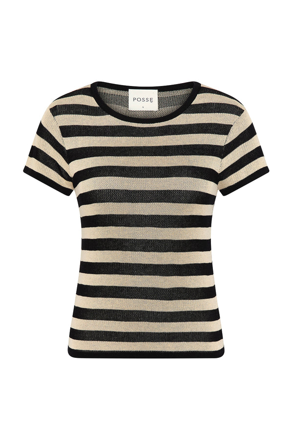 BIRDIE TEE - CREAM & BLACK