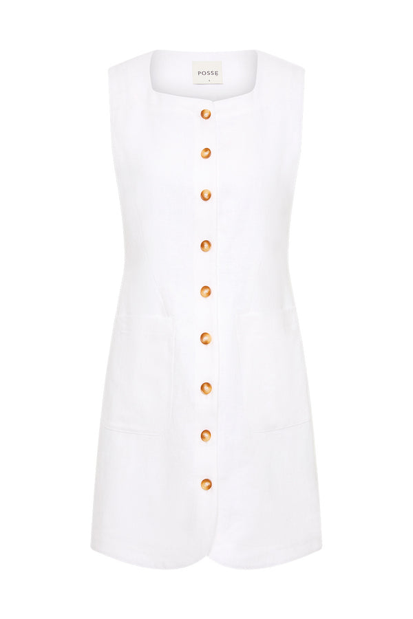 EMMA BUTTON DOWN DRESS - IVORY