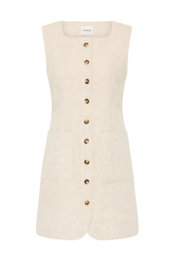 EMMA BUTTON DOWN DRESS - NATURAL