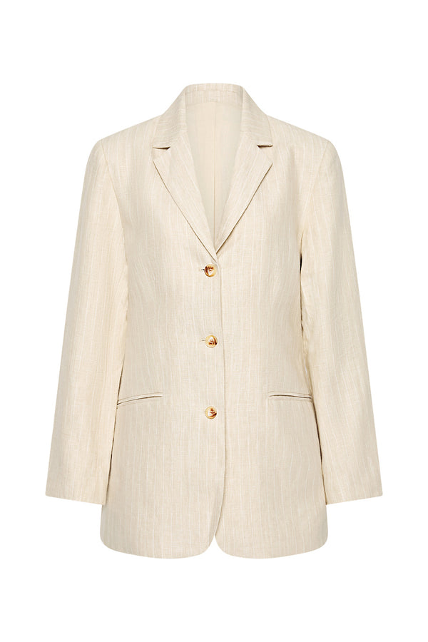LEON BLAZER - BEIGE PINSTRIPE