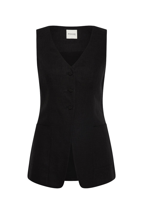 LORENZO TAILORED VEST - BLACK