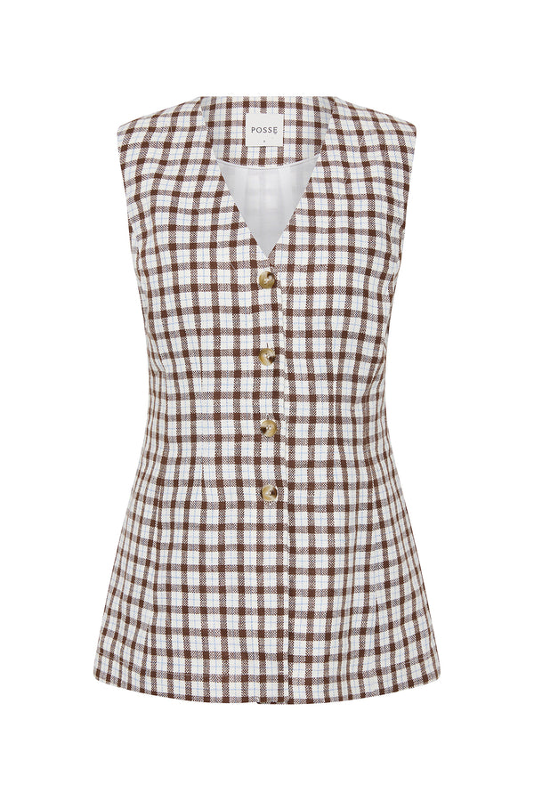 LORI VEST - CHOCOLATE PLAID