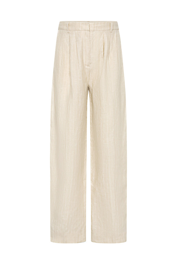 LUCILLE TROUSER - BEIGE PINSTRIPE