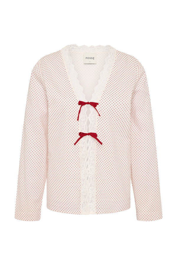MARLOWE BLOUSE - CREAM & RED POLKA DOT